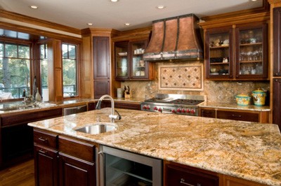 Granite countertops in kitchen